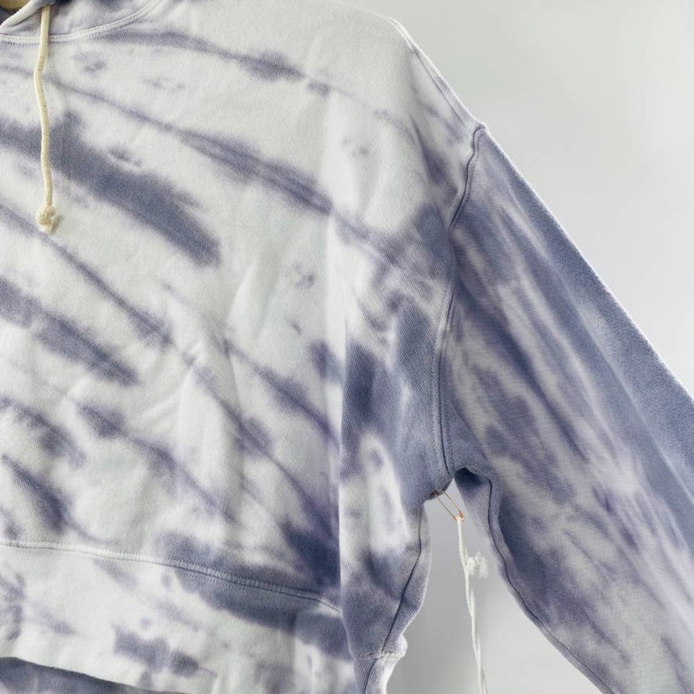 Good American Cropped & Cool Tie Dye Hoodie Lilac White Size 5 XXL NWT Cozy - Picture 6 of 11